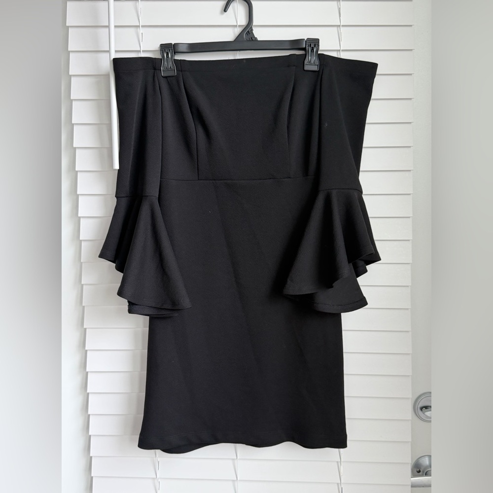 Teeze Me Black Off-the-Shoulder Ruffle Dress